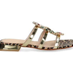 ALBANO Sandalias planas de Mujer 5421 / 1 PLATINO/LEOPARD
