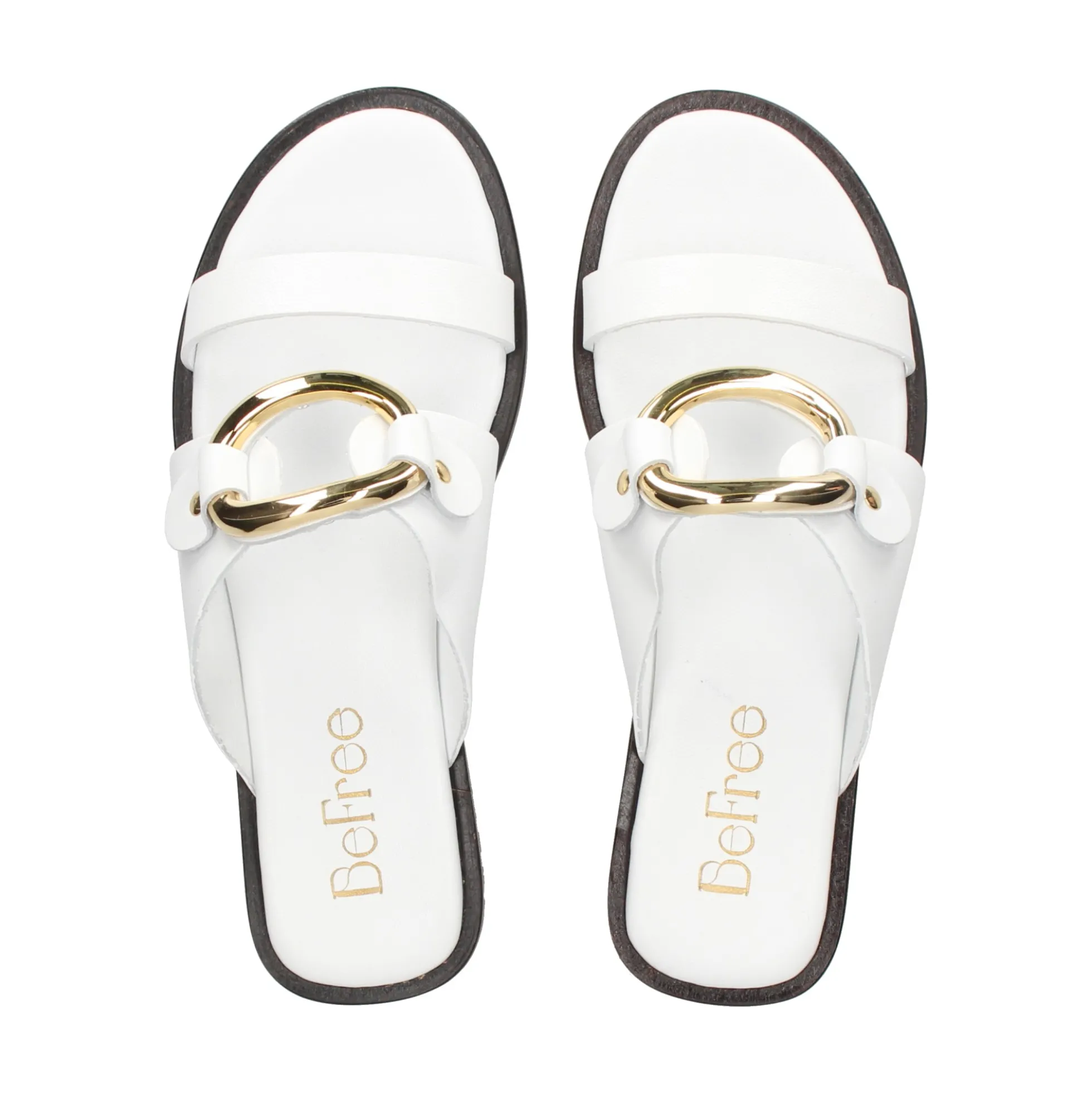 BEFREE Sandalias planas de Mujer NICE-110 BLANCO