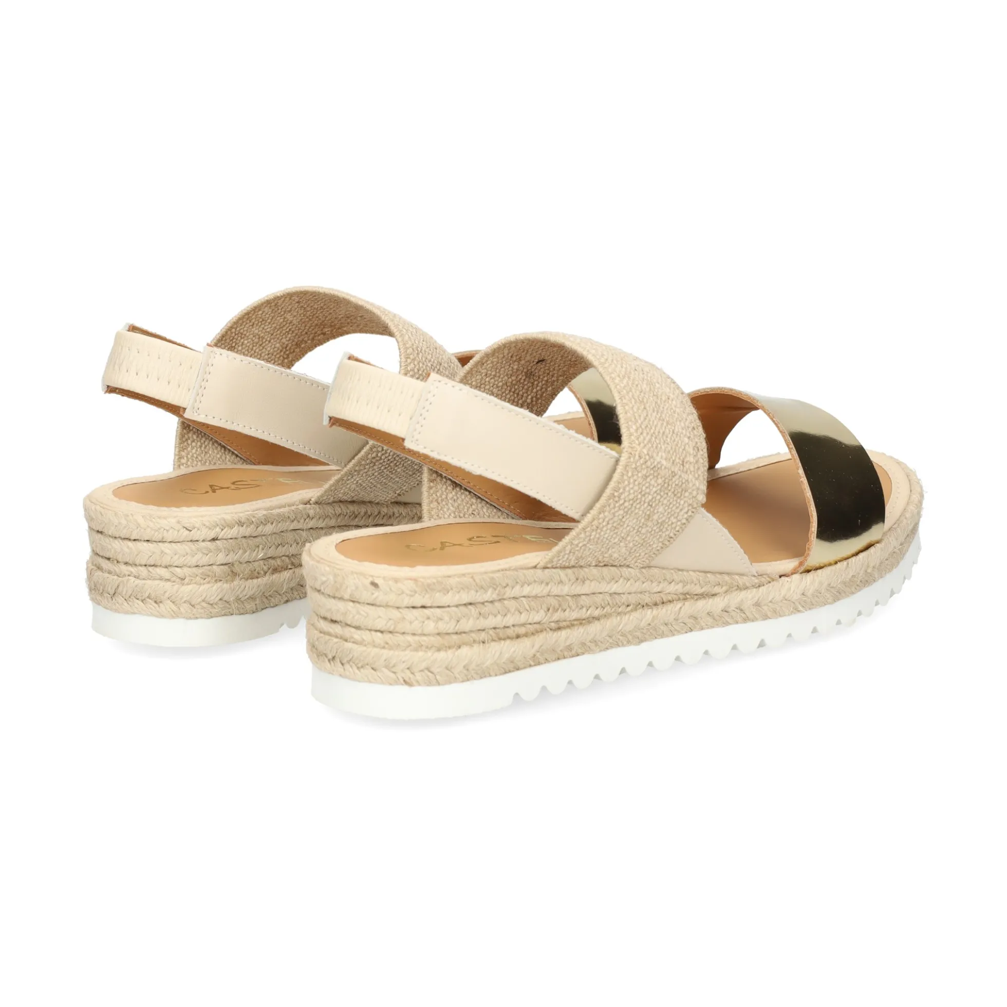 CASTELLER Sandalias cuña de Mujer 52-155-ANYELACA OSTRA+NATURAL