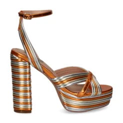 EXE Sandalias con plataforma de Mujer OPHELIA-832 ORANGE GOLD