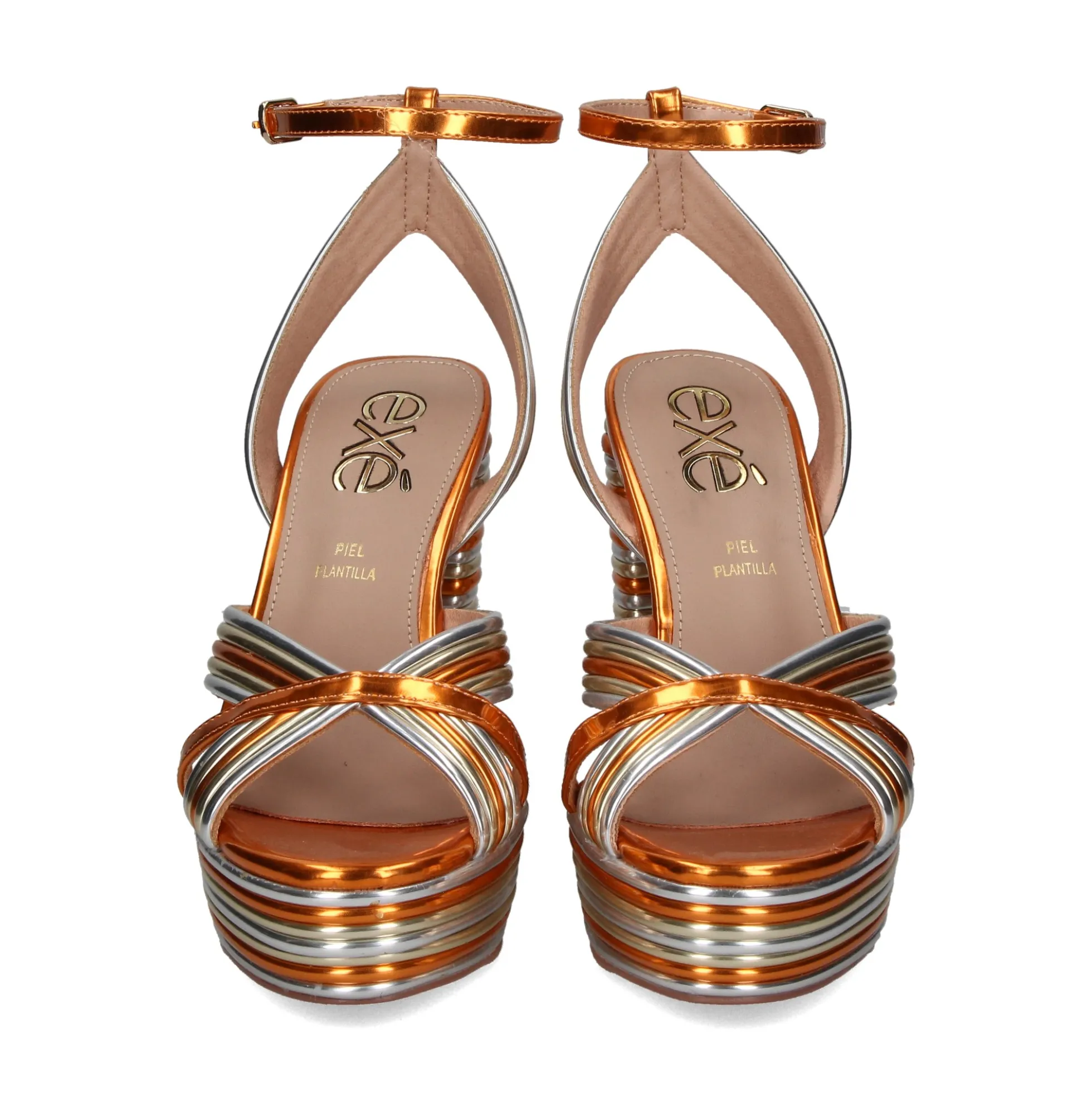 EXE Sandalias con plataforma de Mujer OPHELIA-832 ORANGE GOLD