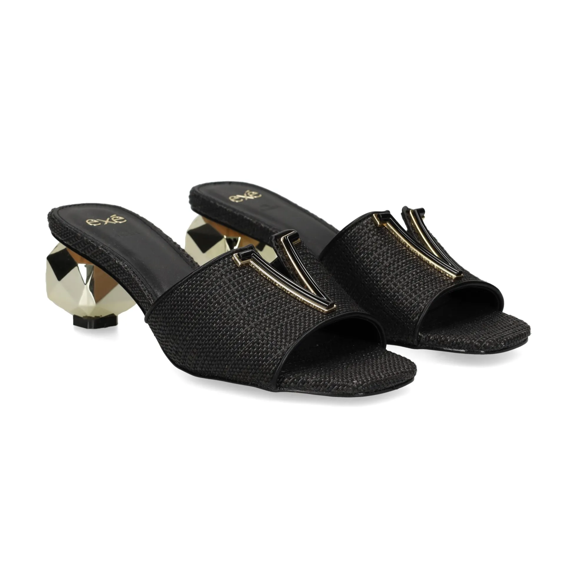 EXE Sandalias con tacón de Mujer SCARLET-601 NEGRO