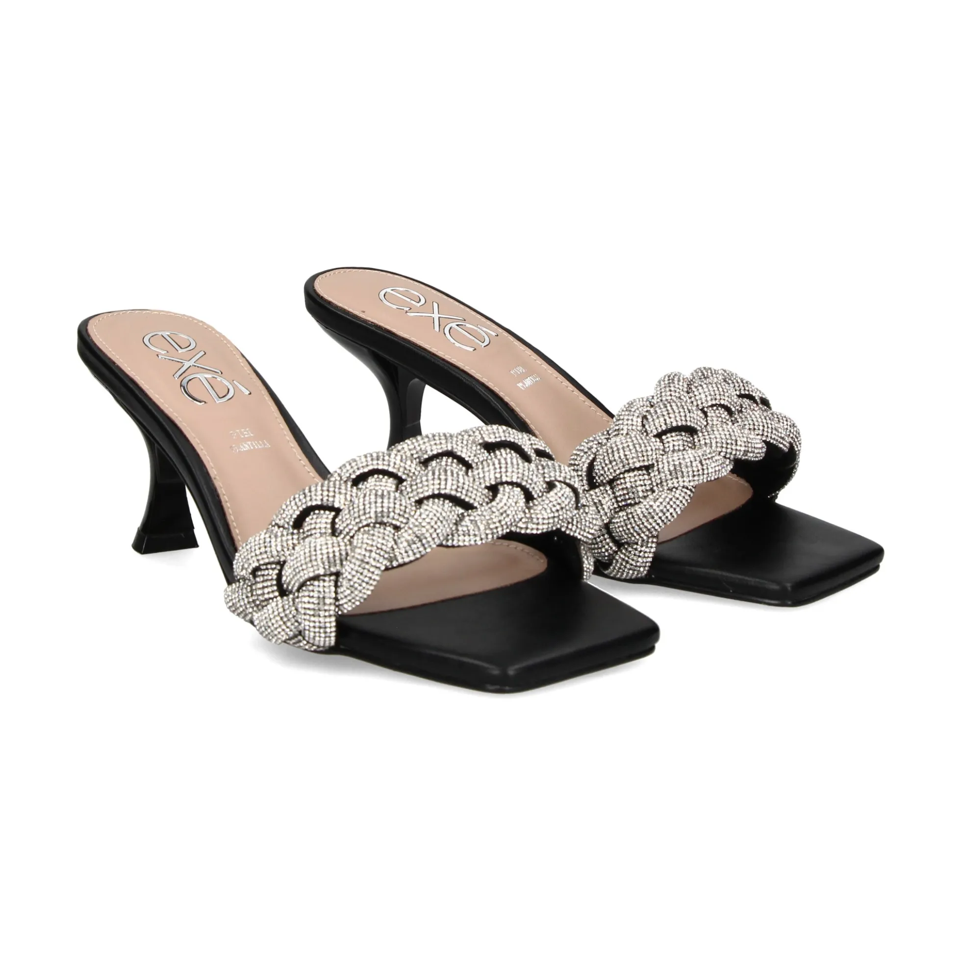 EXE Sandalias con tacón de Mujer JENIFER-040 NEGRO