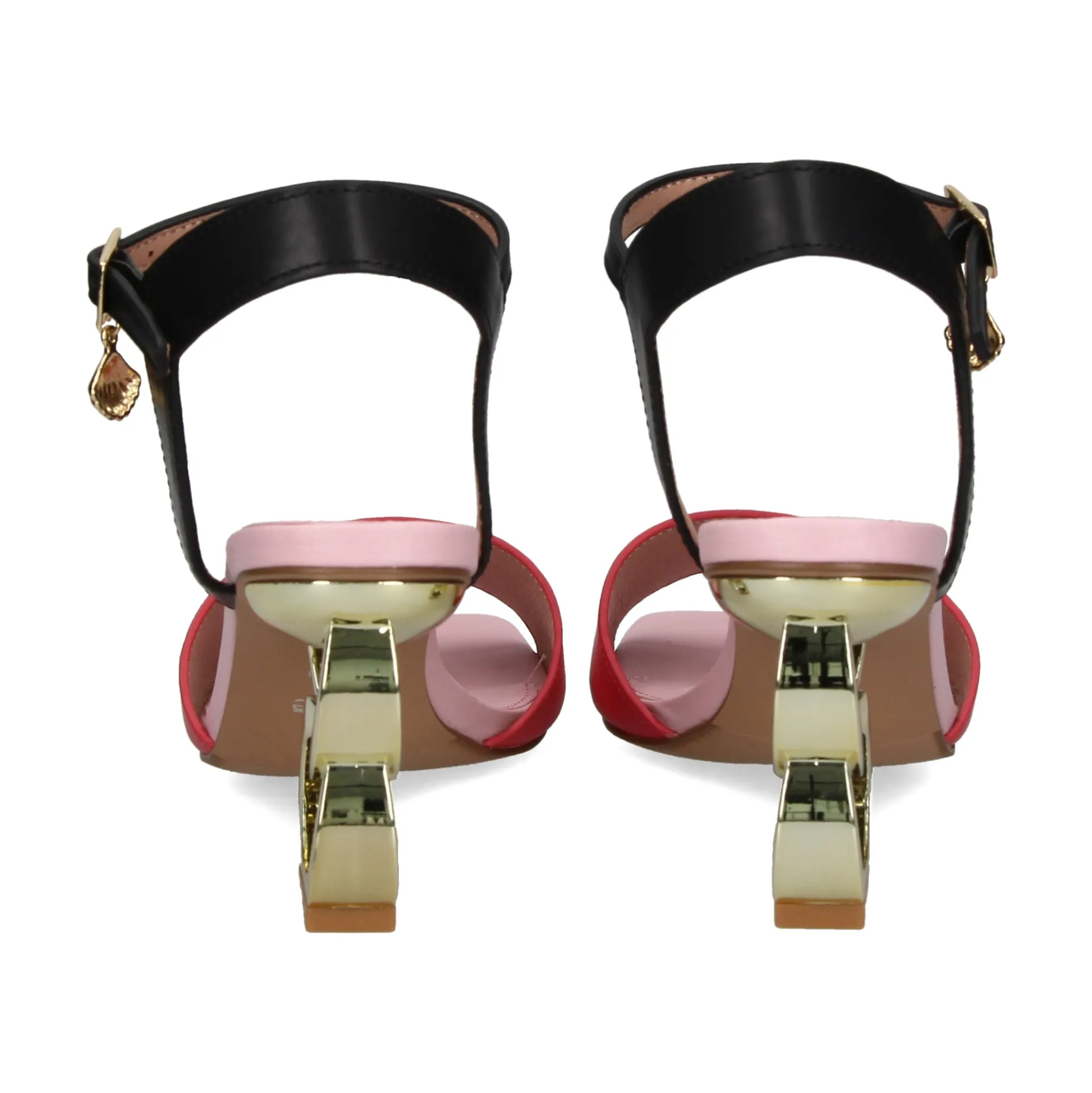 EXE Sandalias con tacón de Mujer LILIAN-177 BLACK-RED