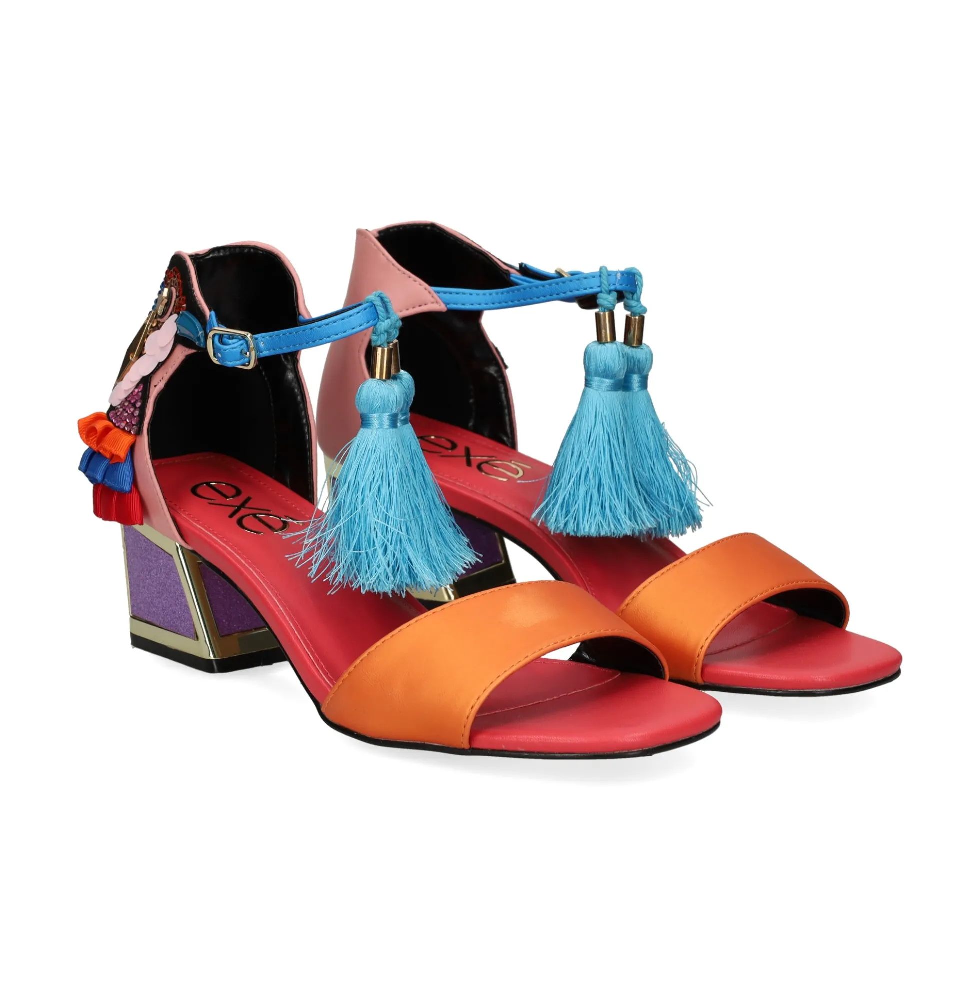 EXE Sandalias con tacón de Mujer LUISA-210 PINK ORANGE