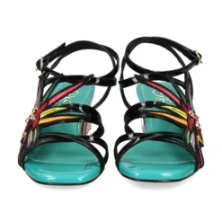 EXE Sandalias con tacón de Mujer LUISA-400 BLACK-GREEN