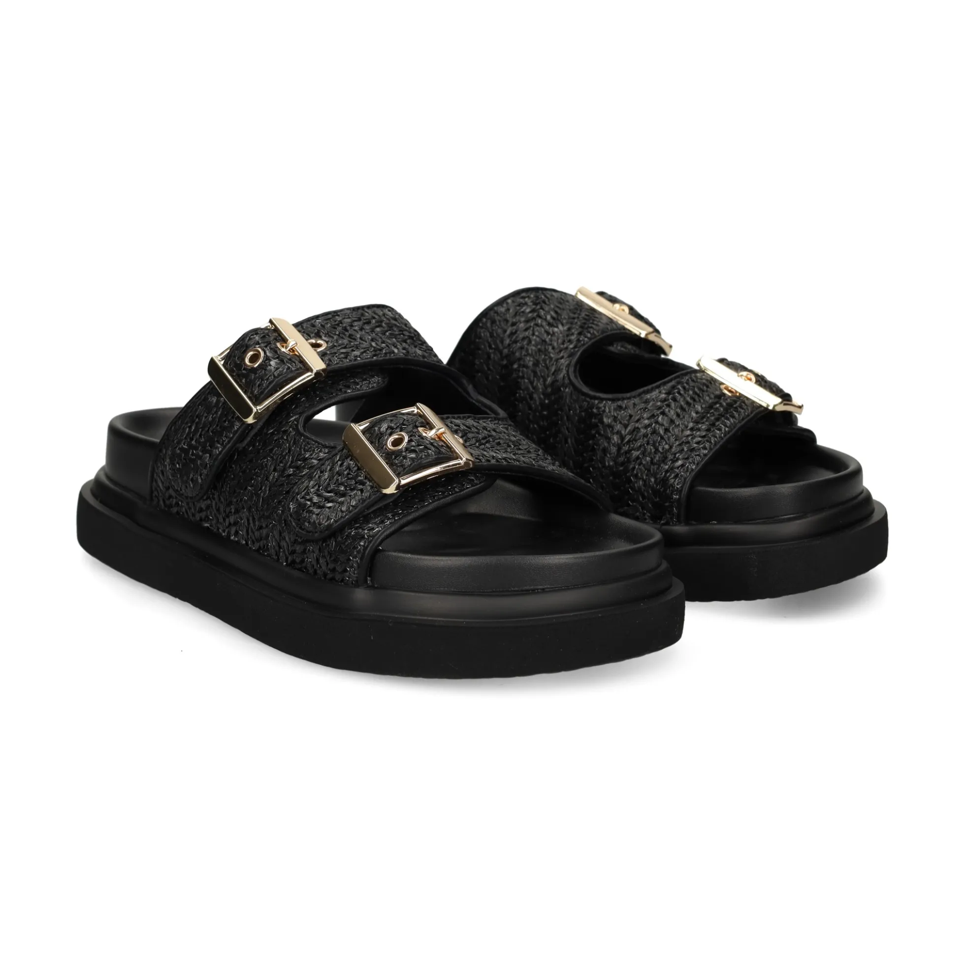 EXE Sandalias planas de Mujer HS53023-2 NEGRO