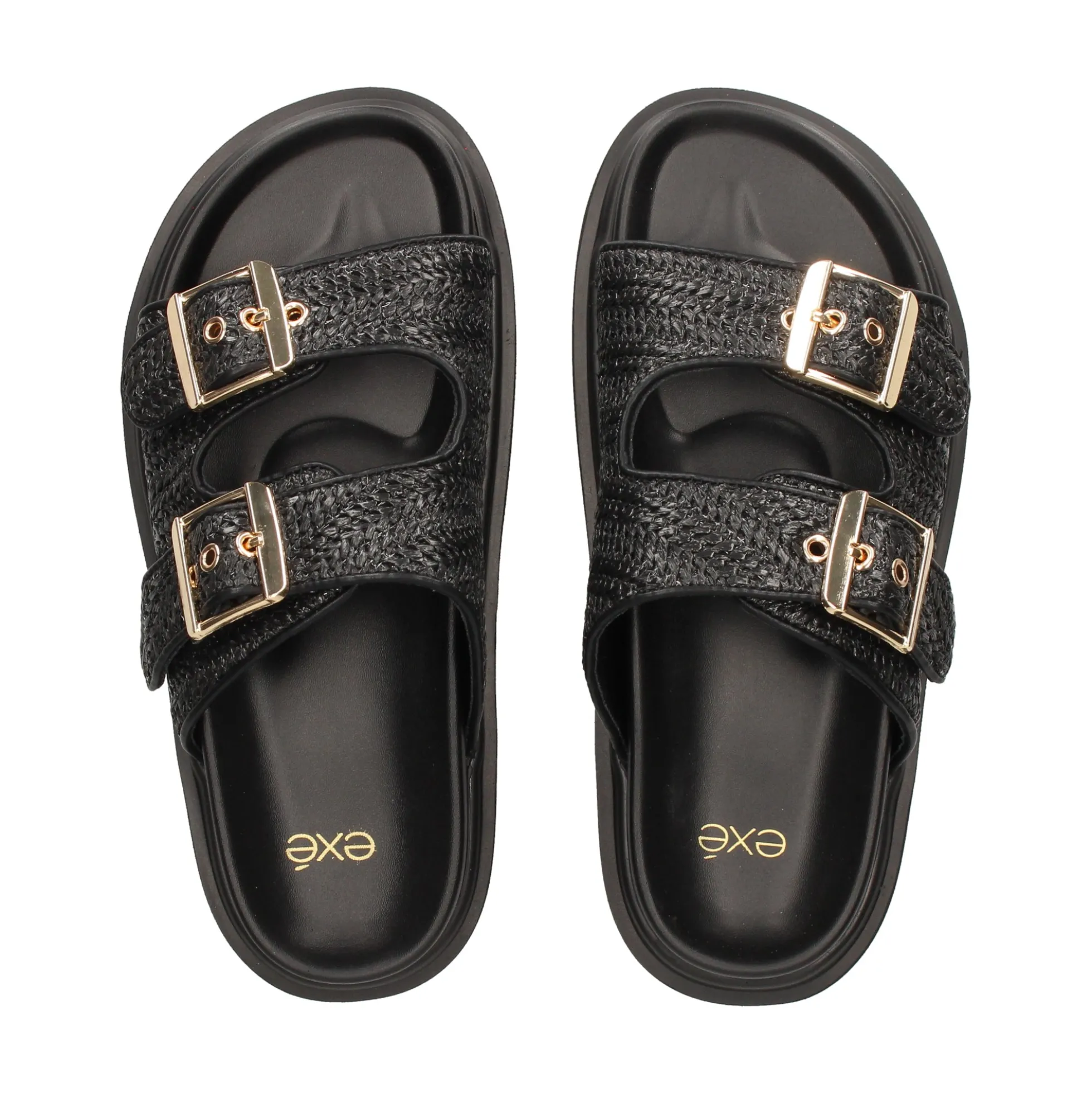 EXE Sandalias planas de Mujer HS53023-2 NEGRO