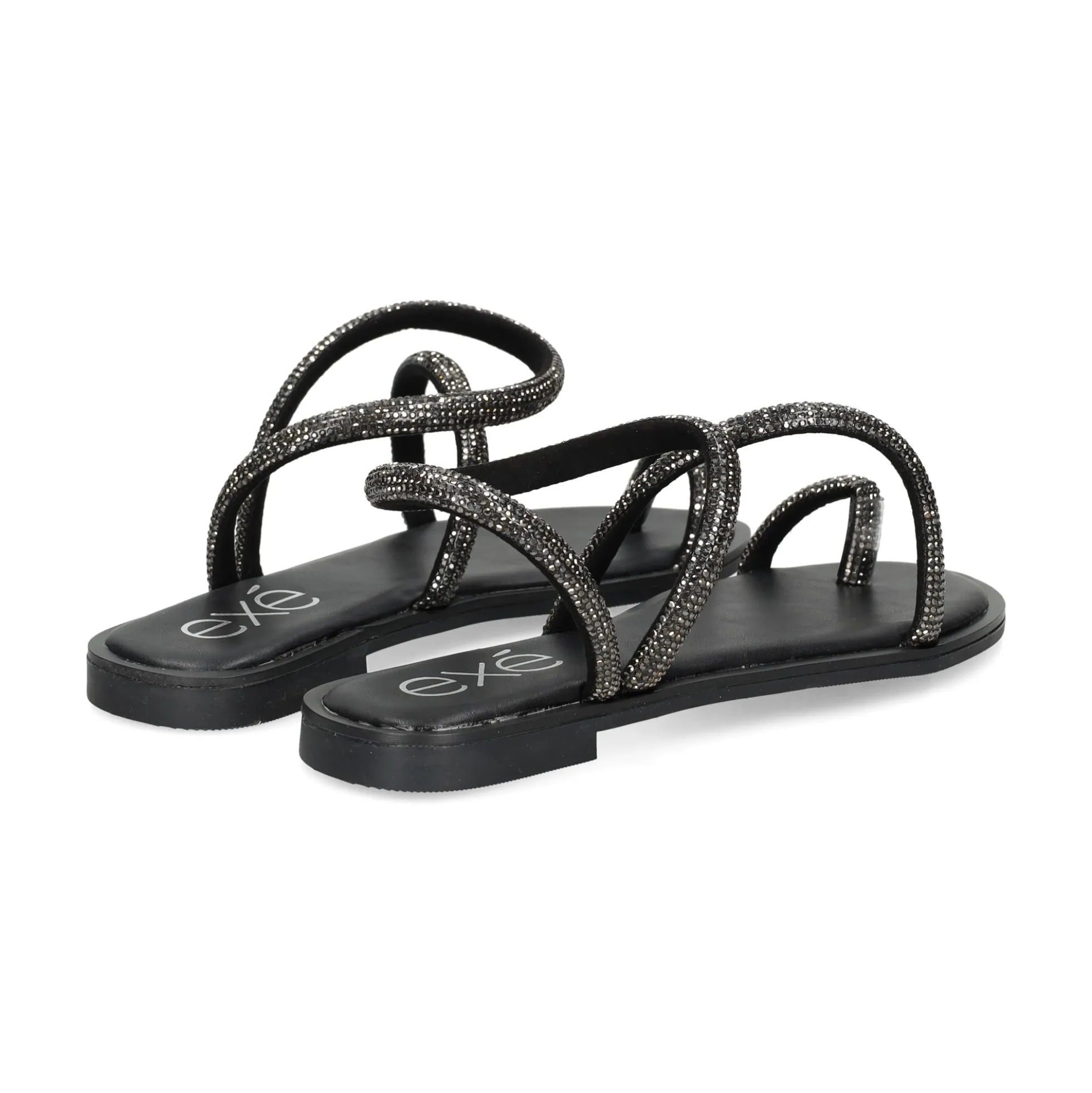 EXE Sandalias planas de Mujer P3300-1063 NEGRO
