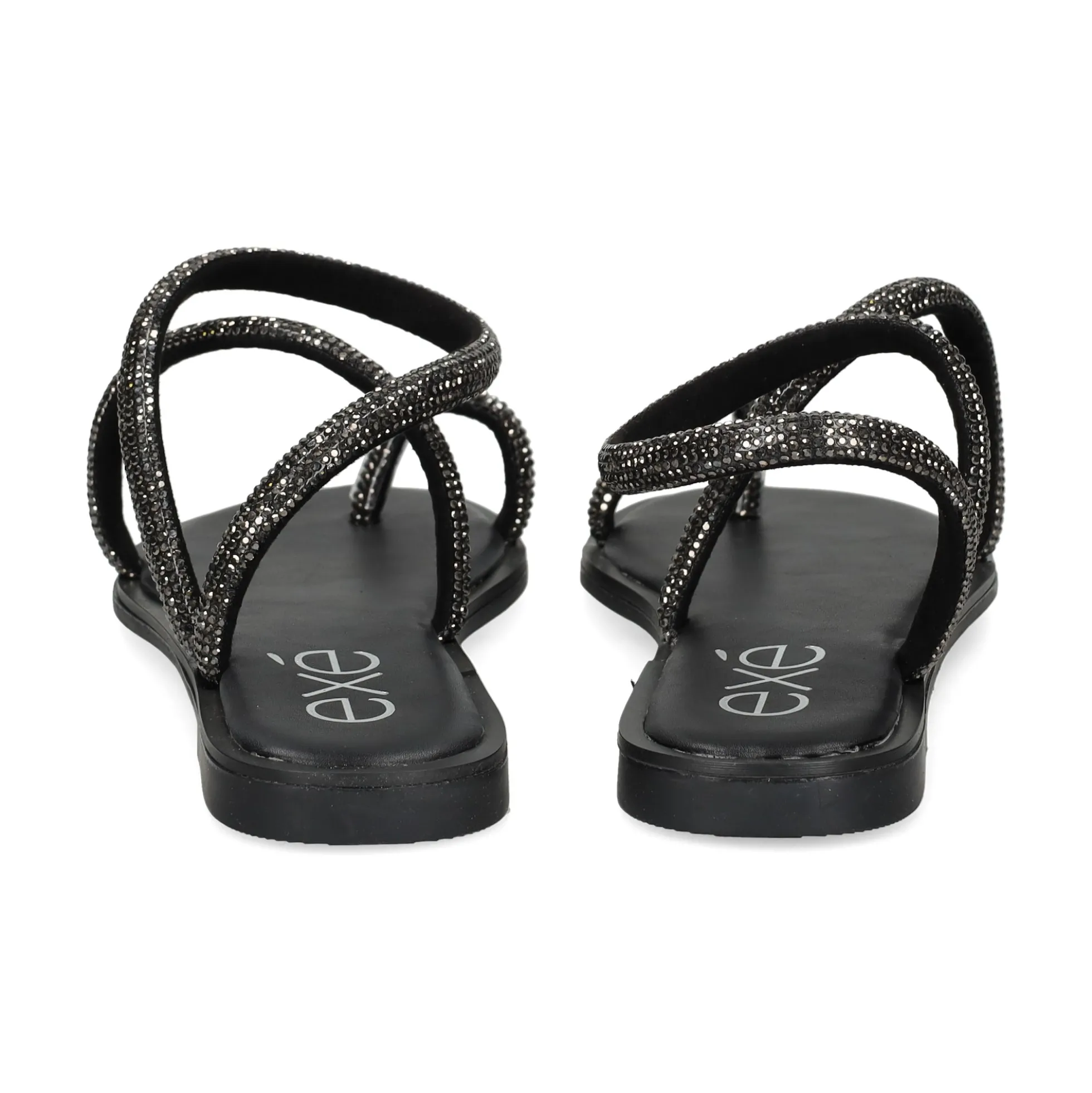 EXE Sandalias planas de Mujer P3300-1063 NEGRO