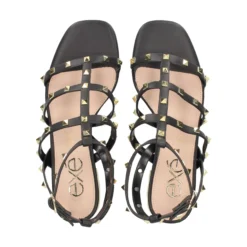 EXE Sandalias planas de Mujer KATY-247 BLACK GOLD
