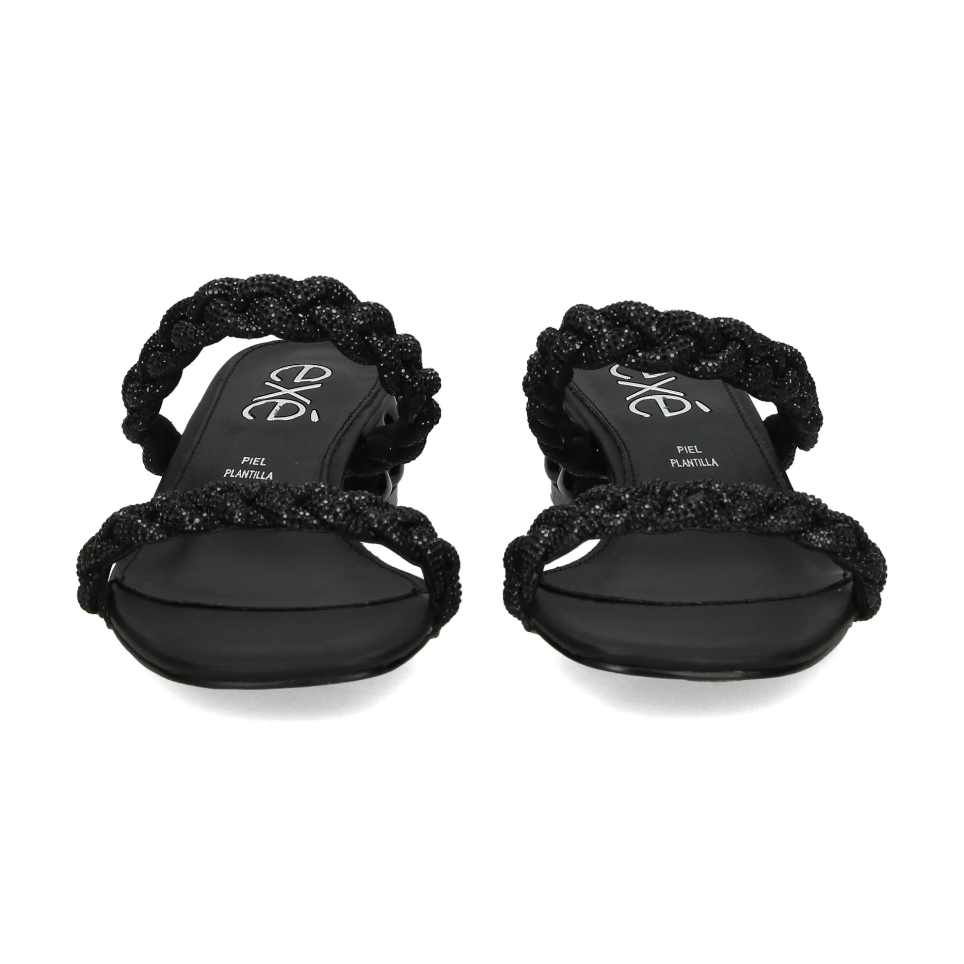 EXE Sandalias planas de Mujer KATY-411 NEGRO