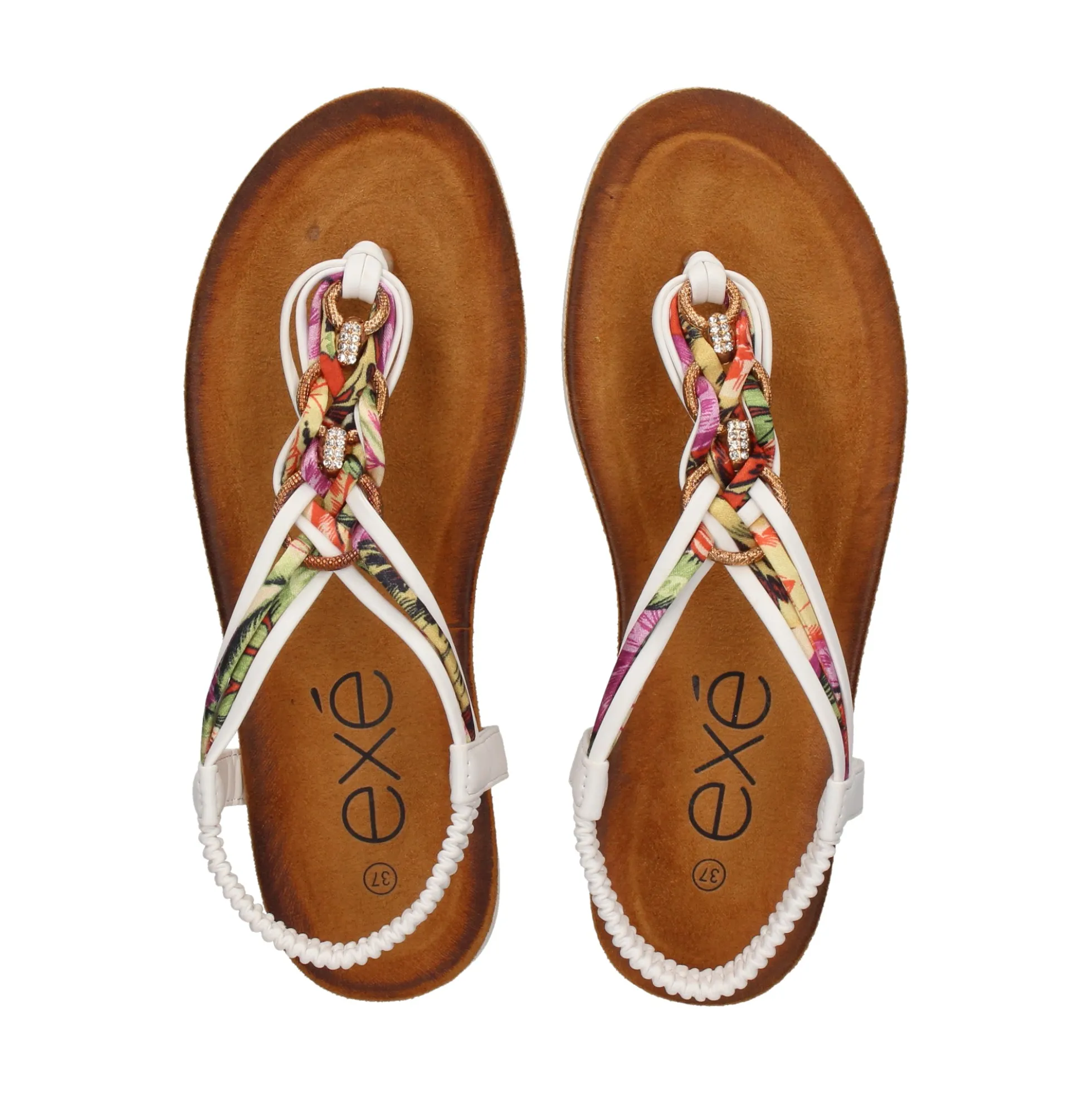 EXE Sandalias planas de Mujer F8043-EX4 BLANCO