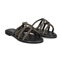 EXE Sandalias planas de Mujer P3375-74 NEGRO