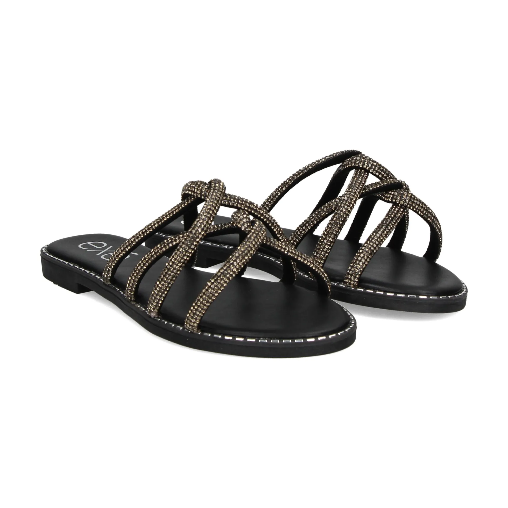 EXE Sandalias planas de Mujer P3375-74 NEGRO