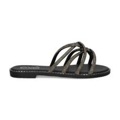 EXE Sandalias planas de Mujer P3375-74 NEGRO