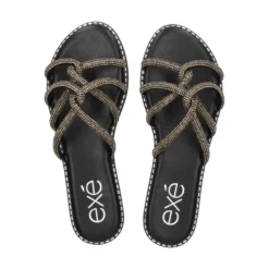 EXE Sandalias planas de Mujer P3375-74 NEGRO