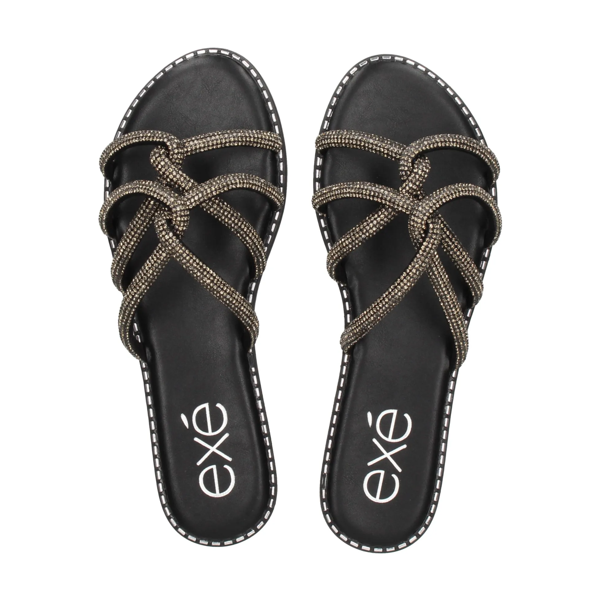 EXE Sandalias planas de Mujer P3375-74 NEGRO