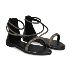 EXE Sandalias planas de Mujer P3375-76 NEGRO