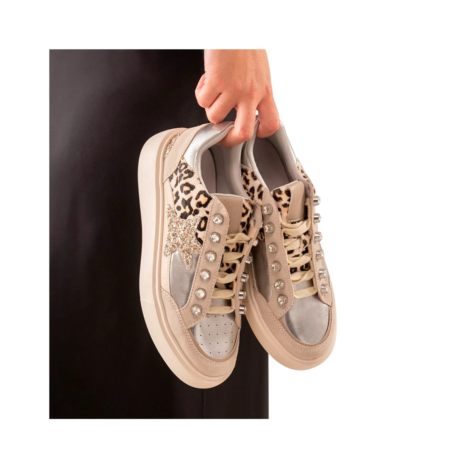 EXE Zapatillas de Mujer CH3595A-61 LEOPARD NATURAL
