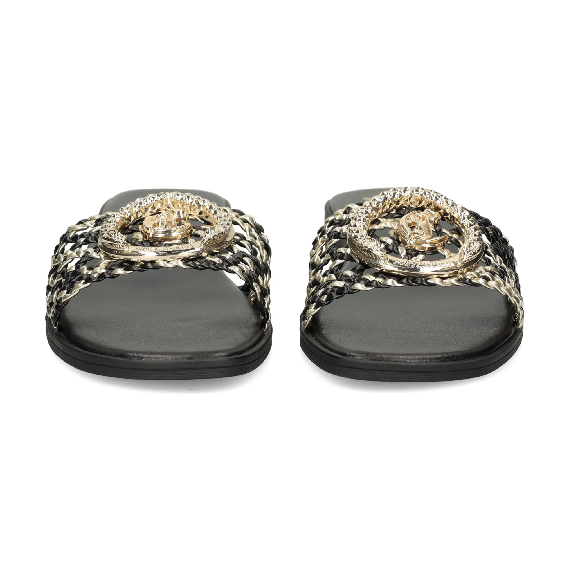 JUST CAVALLI Sandalias planas de Mujer 80RA3S83 PL9 BLACK/GOLD