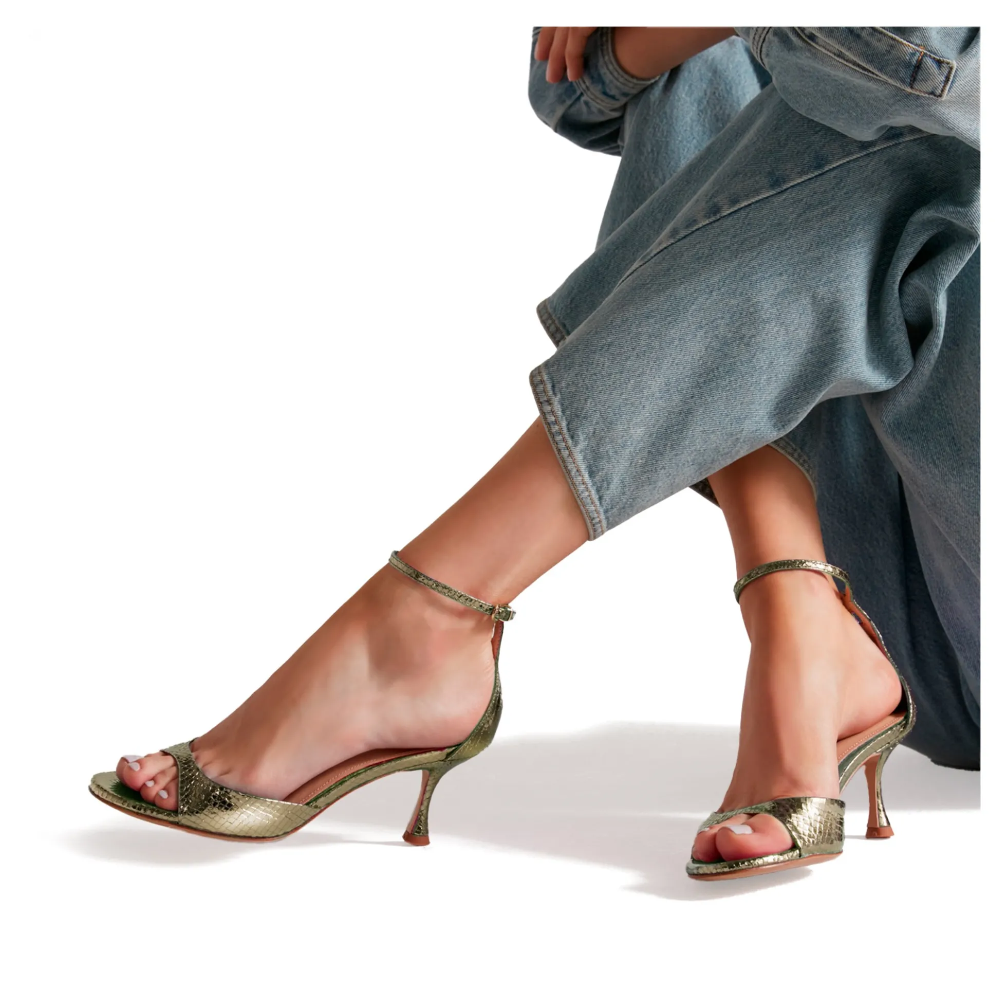 LOLA CRUZ Sandalias con tacón de Mujer 229Z51BK PLATINO