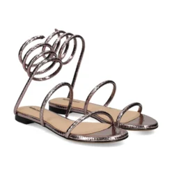 LOLA CRUZ Sandalias planas de Mujer 343Z51BK PLATINO