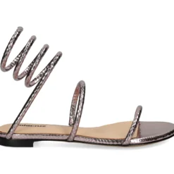 LOLA CRUZ Sandalias planas de Mujer 343Z51BK PLATINO