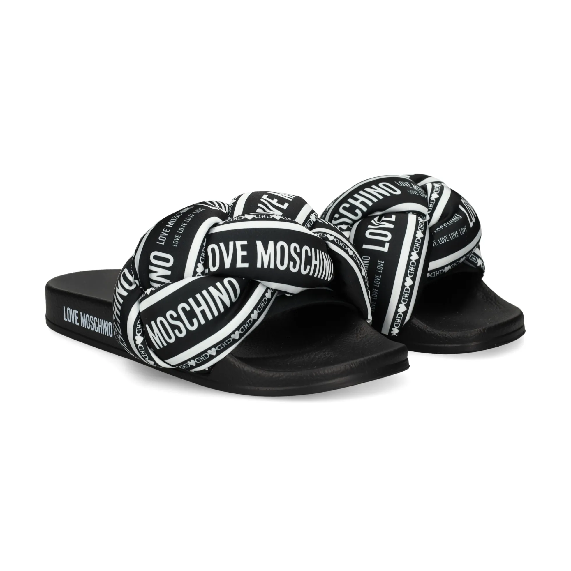 LOVE MOSCHINO Sandalias planas de Mujer JA28312G0O 00A NERO-BIANCO