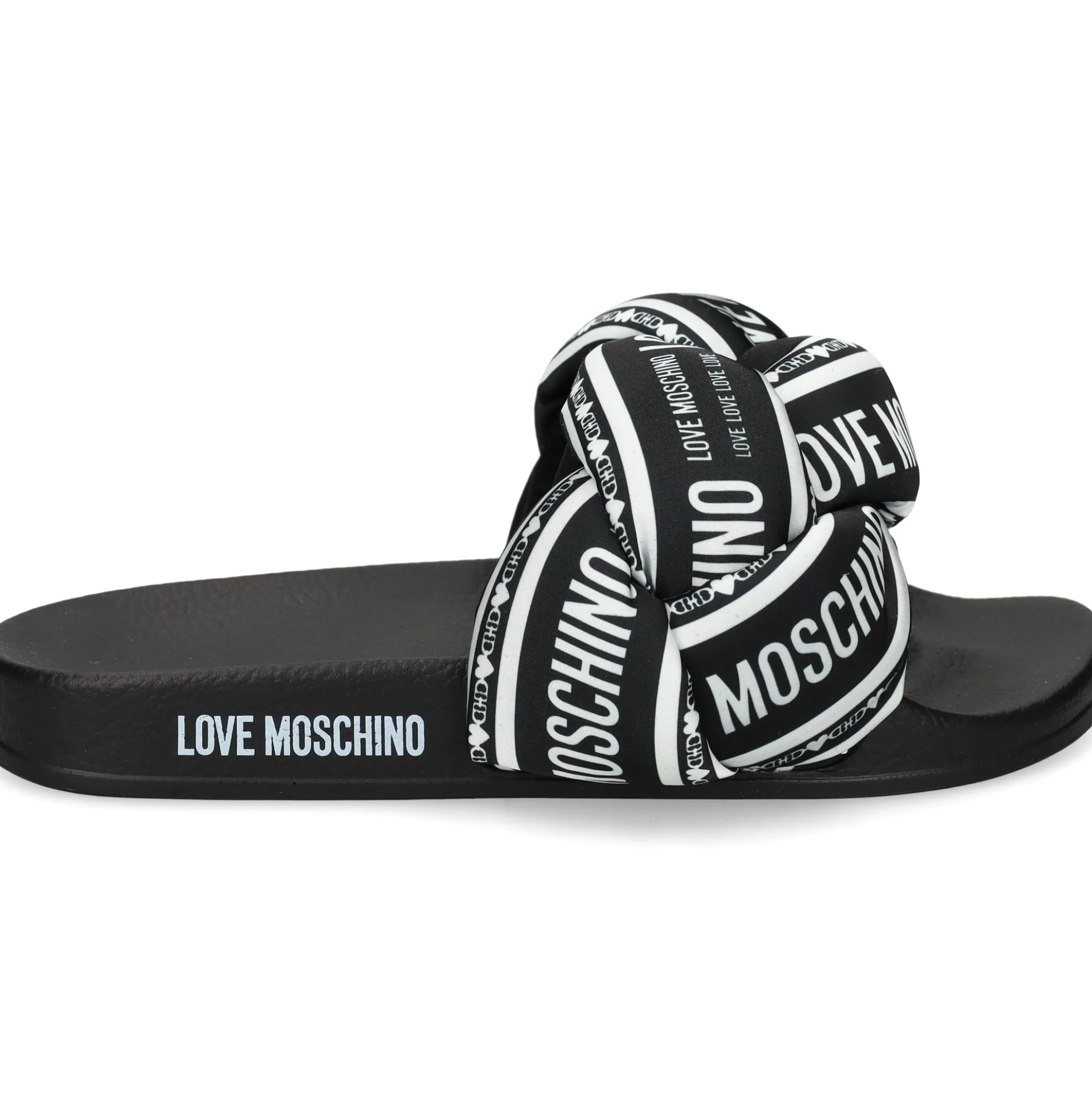 LOVE MOSCHINO Sandalias planas de Mujer JA28312G0O 00A NERO-BIANCO