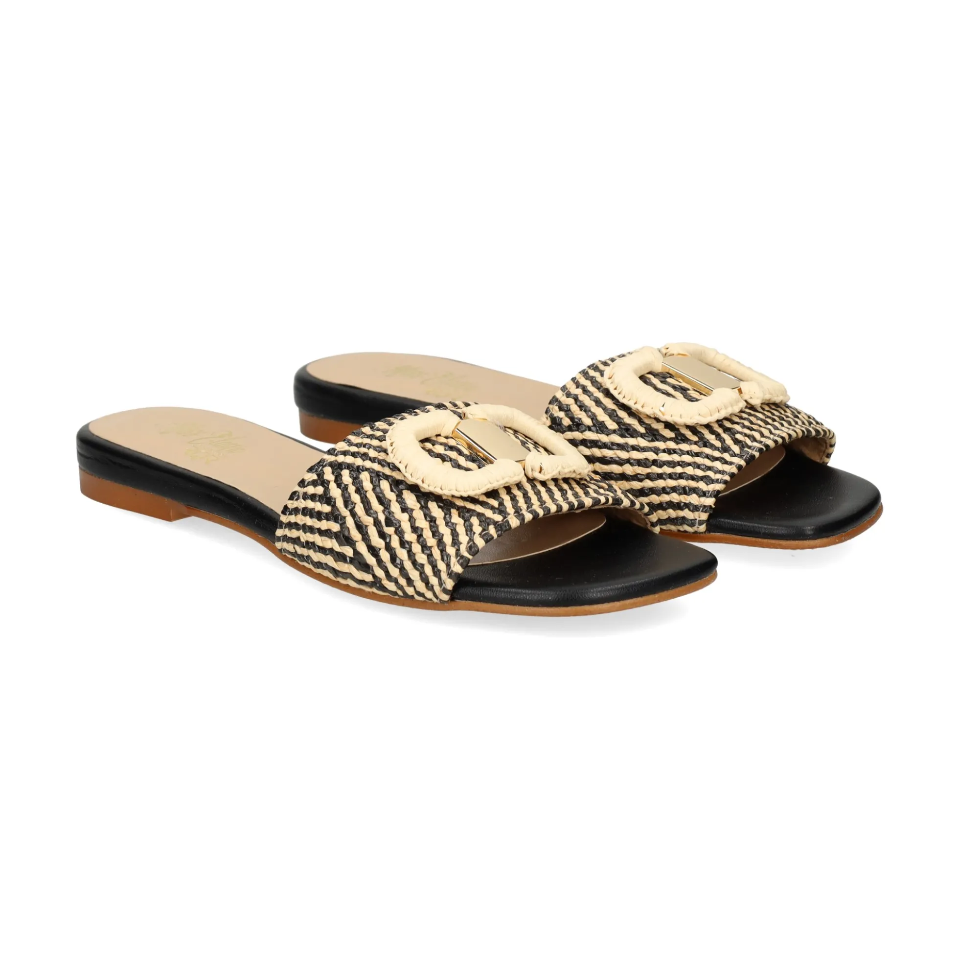 MISS ELASTIC Sandalias planas de Mujer 70106 99 NEGRO/CAMEL