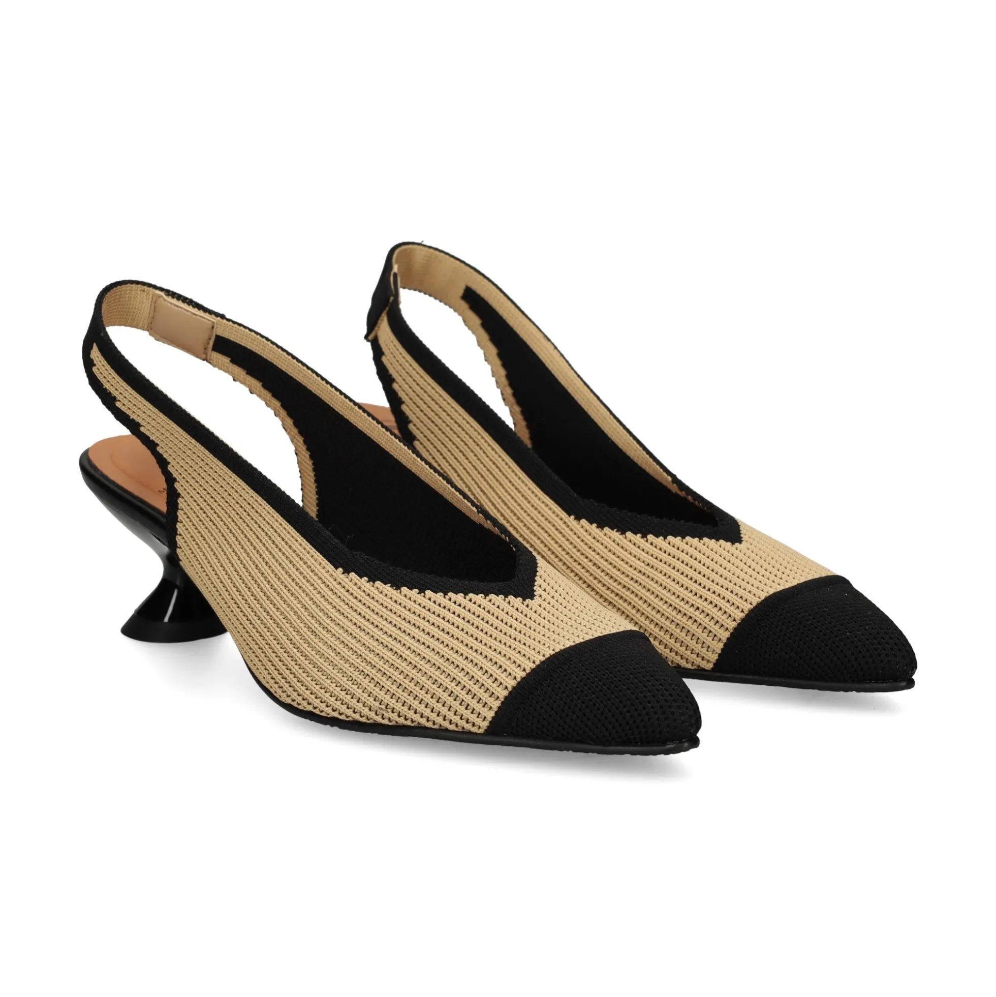 MISS ELASTIC Zapatos de tacón medio de Mujer 76535 72 CAMEL/NEGRO