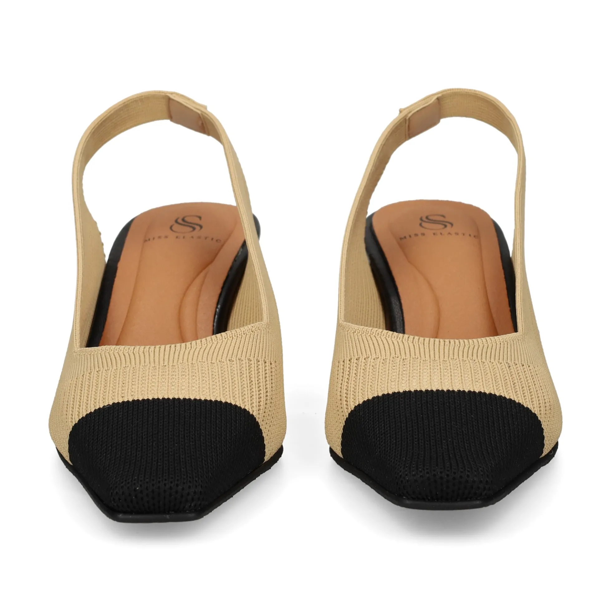 MISS ELASTIC Zapatos de tacón medio de Mujer 76702 72 CAMEL/NEGRO