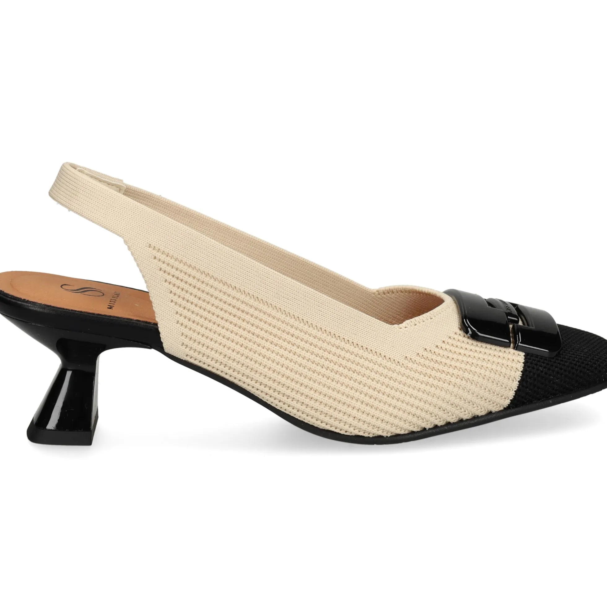 MISS ELASTIC Zapatos de tacón medio de Mujer 76404 77 CREMA/NEGRO