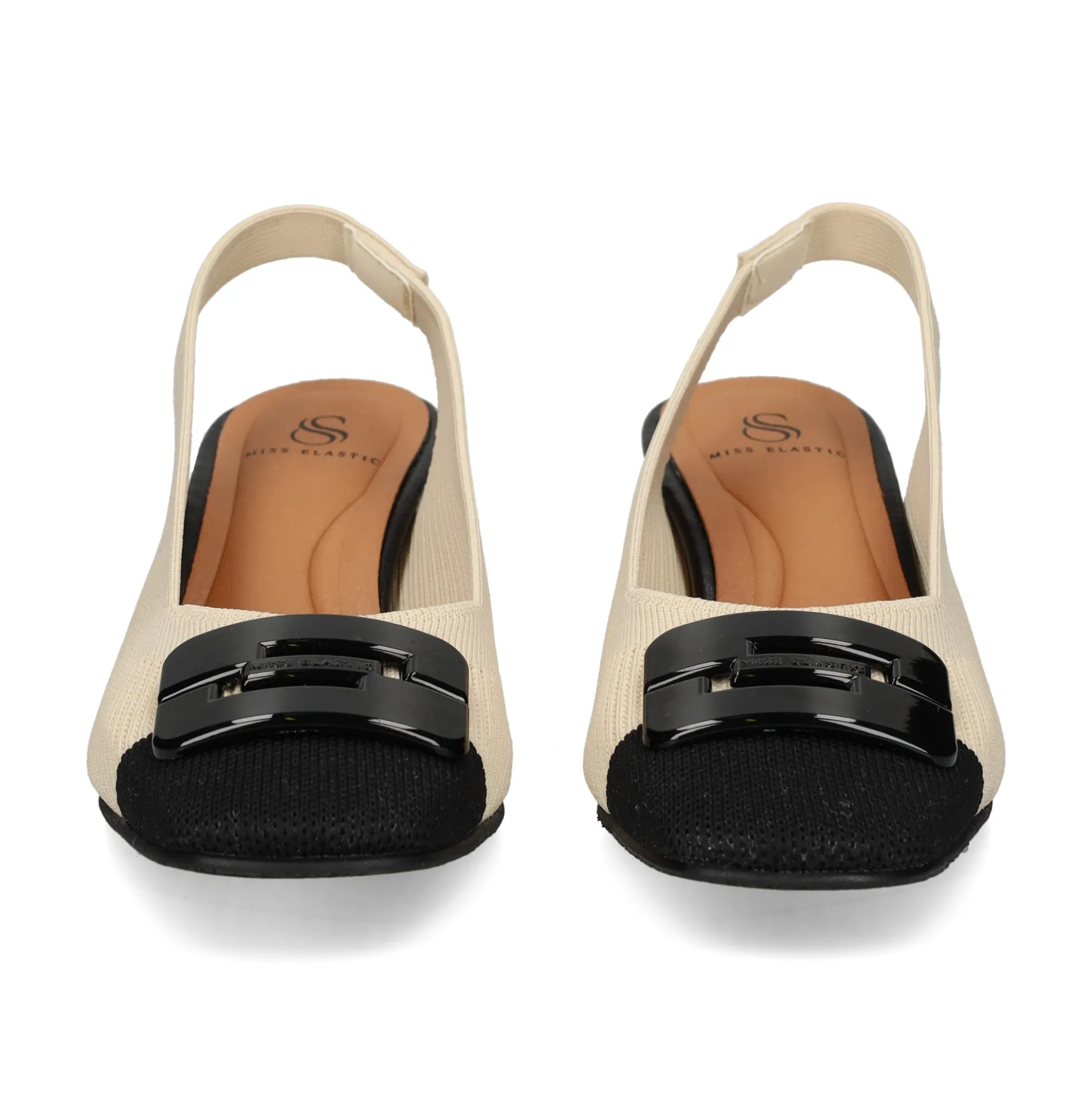 MISS ELASTIC Zapatos de tacón medio de Mujer 76404 77 CREMA/NEGRO