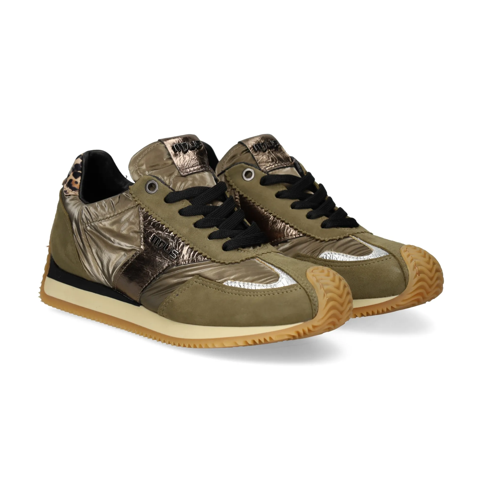 MJUS Zapatillas de Mujer L14125 OLIVA+ARGENTO+