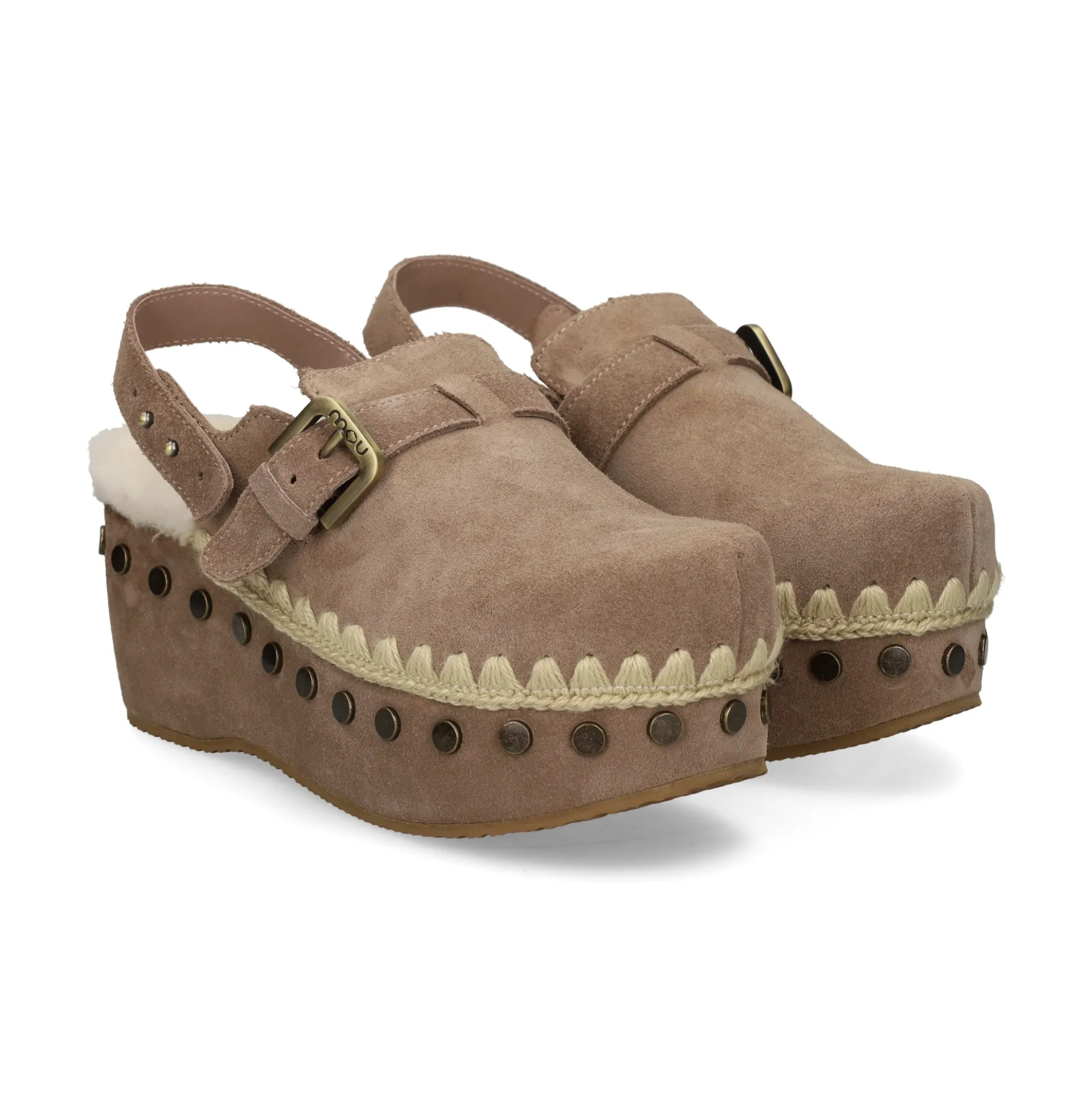 MOU Zuecos de Mujer Suede clog with back strap ELGRY