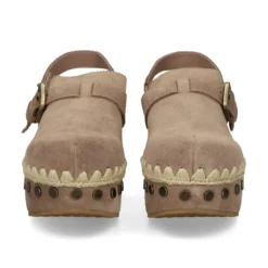 MOU Zuecos de Mujer Suede clog with back strap ELGRY