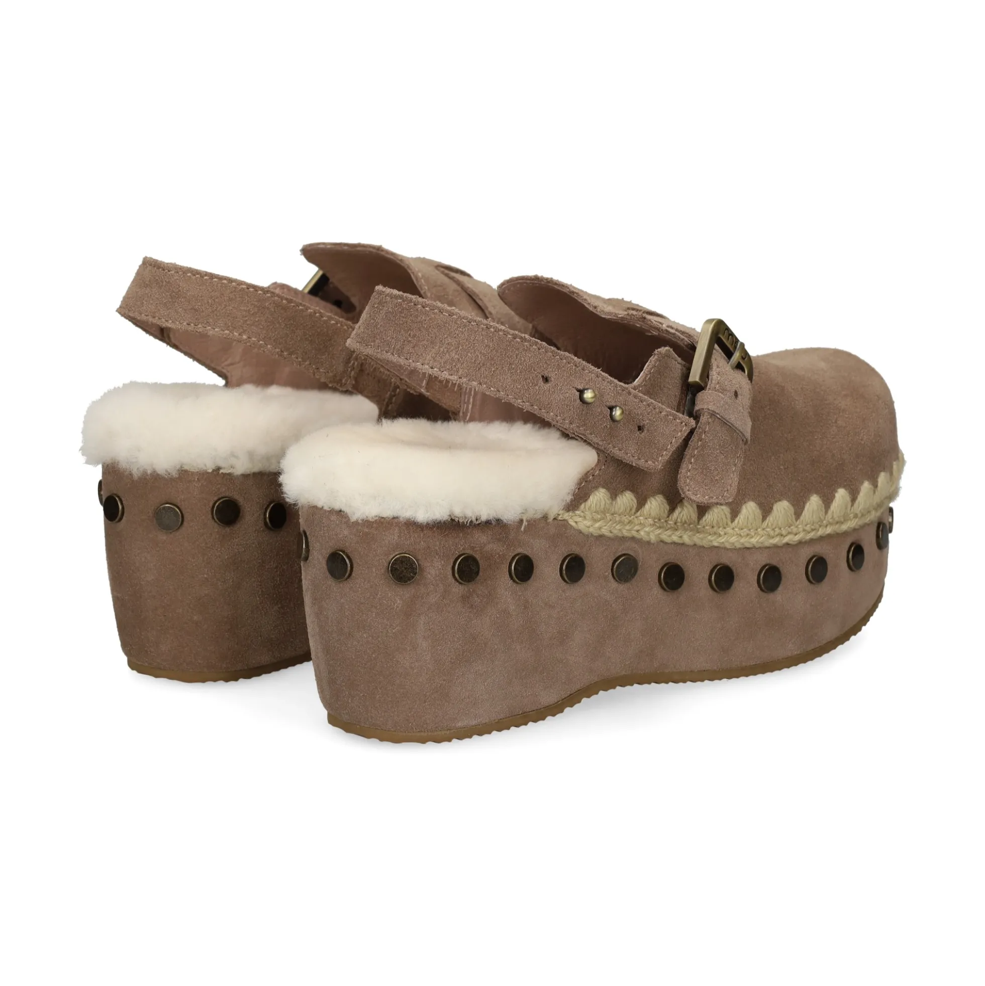 MOU Zuecos de Mujer Suede clog with back strap ELGRY