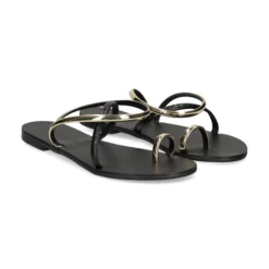 NICOLAS LAINAS Sandalias planas de Mujer 963-T GOLD BLACK