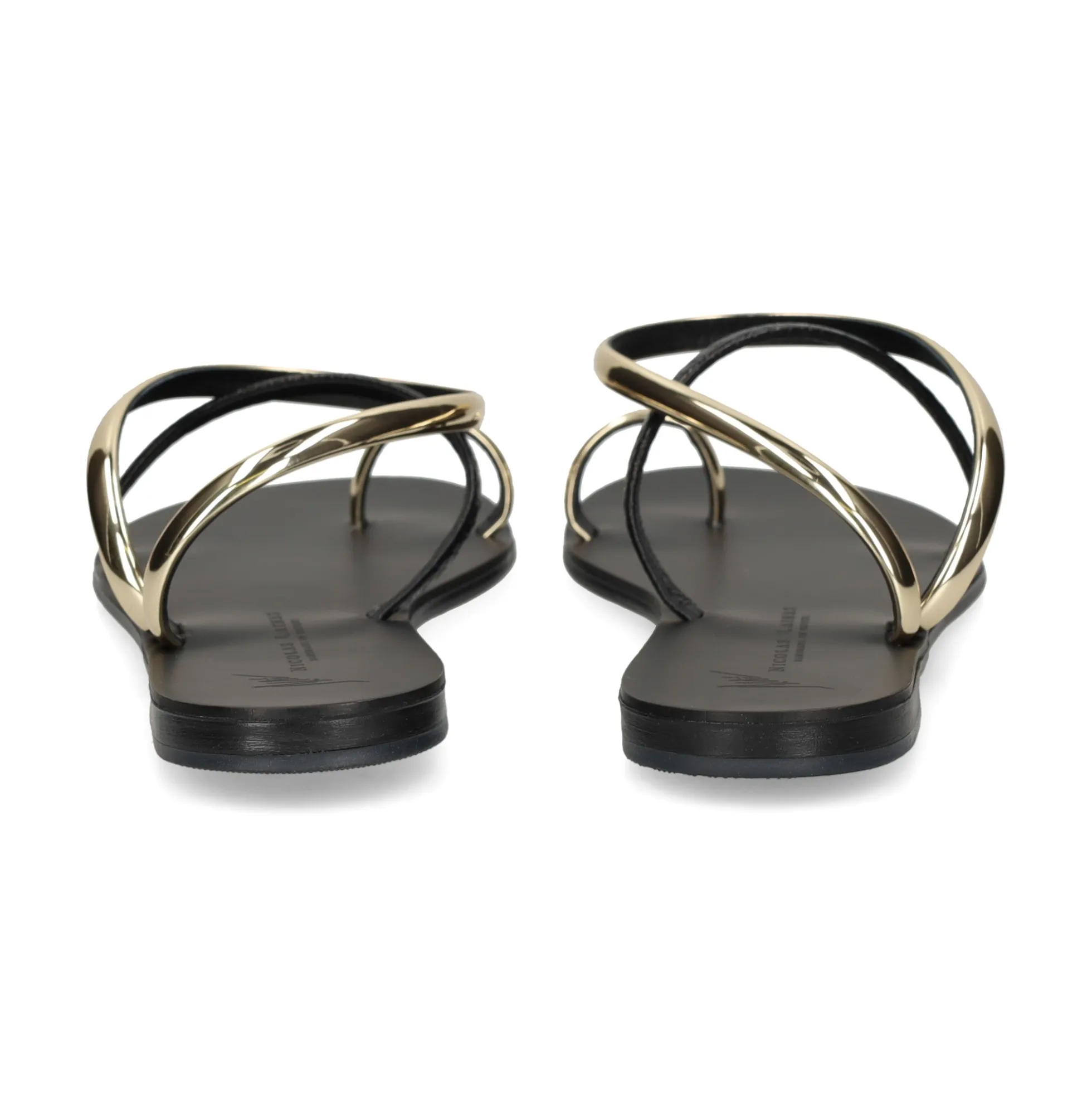 NICOLAS LAINAS Sandalias planas de Mujer 963-T GOLD BLACK
