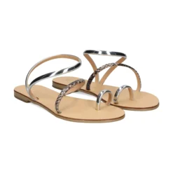 NICOLAS LAINAS Sandalias planas de Mujer 963-T SILVER BEIG