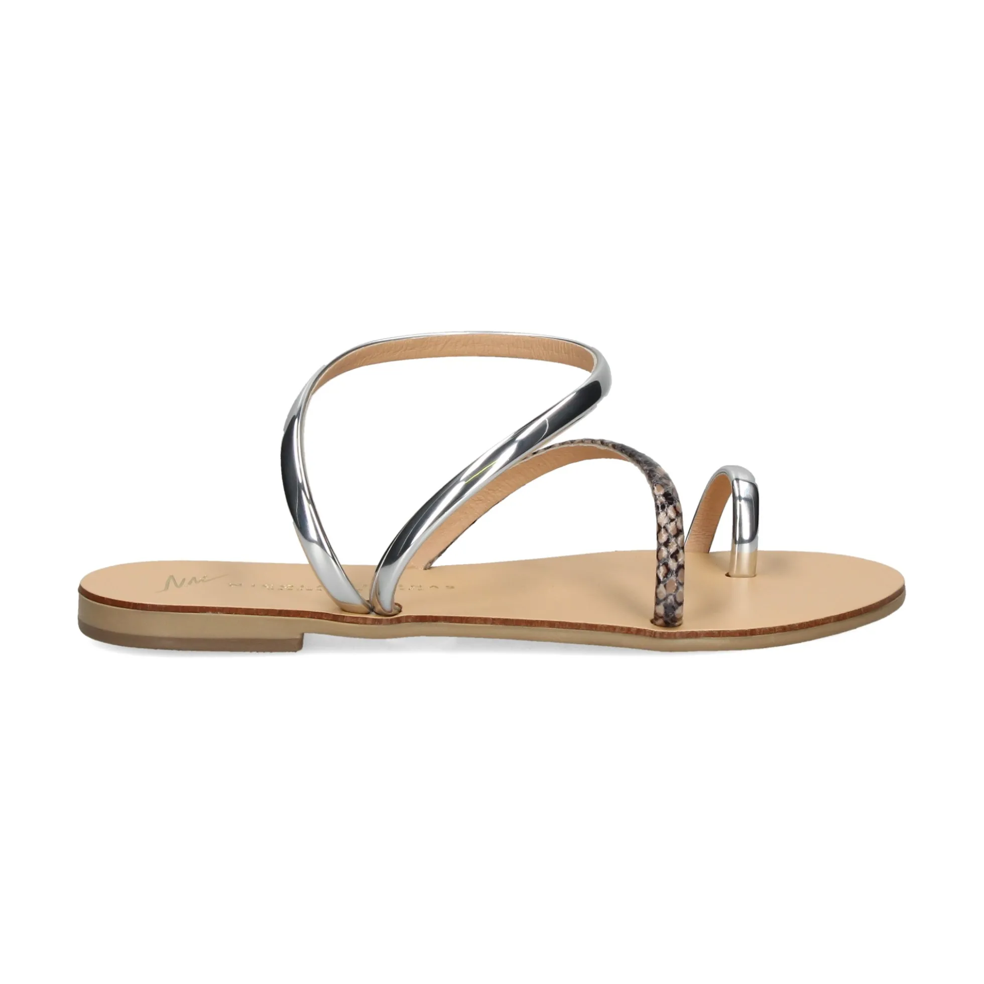 NICOLAS LAINAS Sandalias planas de Mujer 963-T SILVER BEIG
