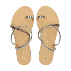 NICOLAS LAINAS Sandalias planas de Mujer 963-T SILVER BEIG