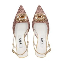 RAS Zapatos de tacón medio de Mujer 8478 PLATINO