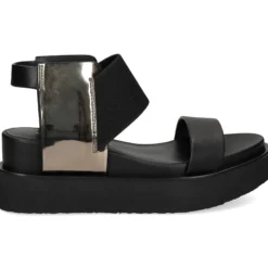 UNITED NUDE Sandalias cuña de Mujer RICO SANDAL BLACK + GUNMETA